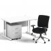 Impulse 1200mm Straight Office Desk White Top White Cantilever Leg with 2 Drawer Mobile Pedestal and Chiro Medium Back Black BUND1017