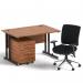 Impulse 1200mm Straight Office Desk Walnut Top Black Cantilever Leg with 2 Drawer Mobile Pedestal and Chiro Medium Back Black BUND1028