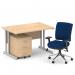 Impulse 1200mm Straight Office Desk Maple Top Silver Cantilever Leg with 3 Drawer Mobile Pedestal and Chiro Medium Back Blue BUND1044