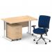 Impulse 1200mm Straight Office Desk Maple Top White Cantilever Leg with 3 Drawer Mobile Pedestal and Chiro Medium Back Blue BUND1056