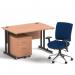 Impulse 1200mm Straight Office Desk Beech Top Black Cantilever Leg with 2 Drawer Mobile Pedestal and Chiro Medium Back Blue BUND1061