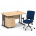 Impulse 1200mm Straight Office Desk Maple Top Black Cantilever Leg with 3 Drawer Mobile Pedestal and Chiro Medium Back Blue BUND1068