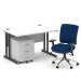 Impulse 1200mm Straight Office Desk White Top Black Cantilever Leg with 3 Drawer Mobile Pedestal and Chiro Medium Back Blue BUND1071