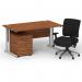 Impulse 1400mm Straight Office Desk Walnut Top Silver Cantilever Leg with 2 Drawer Mobile Pedestal and Chiro Medium Back Black BUND1076