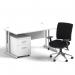 Impulse 1400mm Straight Office Desk White Top Silver Cantilever Leg with 2 Drawer Mobile Pedestal and Chiro Medium Back Black BUND1077