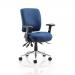 Impulse 1400/800 Silver Cant Desk Beech + 2 Dr Mobile Ped & Chiro Med Back Blue W/Arms BUND1109