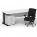 Impulse 1600mm Straight Office Desk White Top Black Cantilever Leg with 3 Drawer Mobile Pedestal and Chiro Medium Back Black BUND1179