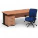 Impulse 1600mm Straight Office Desk Beech Top Black Cantilever Leg with 3 Drawer Mobile Pedestal and Chiro Medium Back Blue BUND1211