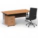 Impulse 1600mm Straight Office Desk Oak Top Silver Cantilever Leg with 2 Drawer Mobile Pedestal and Ezra Black BUND1291