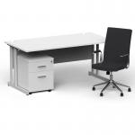 Impulse 1600/800 Silver Cant Desk White + 2 Dr Mobile Ped & Ezra Black BUND1293