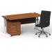 Impulse 1600mm Straight Office Desk Walnut Top White Cantilever Leg with 2 Drawer Mobile Pedestal and Ezra Black BUND1304