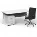 Impulse 1600/800 White Cant Desk White + 3 Dr Mobile Ped & Ezra Black BUND1311
