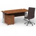 Impulse 1600mm Straight Office Desk Walnut Top Silver Cantilever Leg with 2 Drawer Mobile Pedestal and Ezra Brown BUND1316