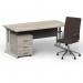 Impulse 1600/800 Silver Cant Desk Grey Oak + 3 Dr Mobile Ped & Ezra Brown BUND1324