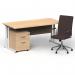 Impulse 1600mm Straight Office Desk Maple Top White Cantilever Leg with 2 Drawer Mobile Pedestal and Ezra Brown BUND1326