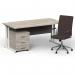 Impulse 1600mm Straight Office Desk Grey Oak Top White Cantilever Leg with 3 Drawer Mobile Pedestal and Ezra Brown BUND1336