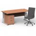 Impulse 1600mm Straight Office Desk Beech Top Silver Cantilever Leg with 2 Drawer Mobile Pedestal and Ezra Grey BUND1337