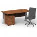 Impulse 1600mm Straight Office Desk Walnut Top Silver Cantilever Leg with 2 Drawer Mobile Pedestal and Ezra Grey BUND1340