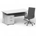 Impulse 1600mm Straight Office Desk White Top Silver Cantilever Leg with 2 Drawer Mobile Pedestal and Ezra Grey BUND1341