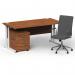 Impulse 1600mm Straight Office Desk Walnut Top White Cantilever Leg with 2 Drawer Mobile Pedestal and Ezra Grey BUND1352