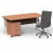 Impulse 1600mm Straight Office Desk Beech Top White Cantilever Leg with 3 Drawer Mobile Pedestal and Ezra Grey BUND1355