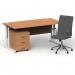 Impulse 1600mm Straight Office Desk Oak Top White Cantilever Leg with 3 Drawer Mobile Pedestal and Ezra Grey BUND1357