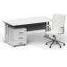 Impulse 1600mm Straight Office Desk White Top Silver Cantilever Leg with 3 Drawer Mobile Pedestal and Ezra White BUND1371