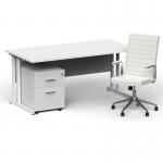 Impulse 1600/800 White Cant Desk White + 2 Dr Mobile Ped & Ezra White BUND1377
