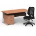 Impulse 1600mm Straight Office Desk Beech Top Silver Cantilever Leg with 2 Drawer Mobile Pedestal and Relay Black Back BUND1385