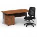 Impulse 1600mm Straight Office Desk Walnut Top Silver Cantilever Leg with 3 Drawer Mobile Pedestal and Relay Black Back BUND1394