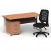 Impulse 1600mm Straight Office Desk Beech Top White Cantilever Leg with 3 Drawer Mobile Pedestal and Relay Black Back BUND1403