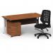 Impulse 1600mm Straight Office Desk Walnut Top White Cantilever Leg with 3 Drawer Mobile Pedestal and Relay Black Back BUND1406