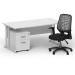Impulse 1600 x 800 Silver Cant Office Desk White + 2 Dr Mobile Ped & Relay Silver Back BUND1413