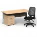 Impulse 1600/800 Silver Cant Desk Maple + 3 Dr Mobile Ped & Relay Silver Back BUND1416