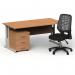 Impulse 1600mm Straight Office Desk Oak Top Silver Cantilever Leg with 3 Drawer Mobile Pedestal and Relay Silver Back BUND1417