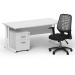 Impulse 1600 x 800 White Cant Office Desk White + 2 Dr Mobile Ped & Relay Silver Back BUND1425
