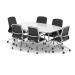 High Gloss 1800mm Writable Boardroom Table White Top with Set of Six Lucia Executive Chairs BUND1436