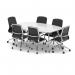 High Gloss 1800mm Writable Boardroom Table White Top with Set of Six Lucia Executive Chairs Chrome Frame BUND1436