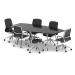 High Gloss 2400mm Writable Boardroom Table Black Top with Set of Six Lucia Executive Chairs BUND1437