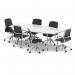 High Gloss 2400mm Writable Boardroom Table White Top with Set of Six Lucia Executive Chairs Chrome Frame BUND1438