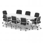 High Gloss 2400mm Writable Boardroom Table White Top with Set of Eight Lucia Executive Chairs Chrome Frame BUND1440