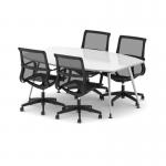 High Gloss 1800mm Writable Boardroom Table White Top with Set of Four Lula Mesh Chairs BUND1442