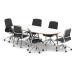 Oslo 2400mm Oval Boardroom Table White Top Natural Wood Edge White Frame with Set of Six Lucia Executive Chairs BUND1451