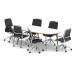 Oslo 2400mm Oval Boardroom Table White Top Natural Wood Edge White Frame with Set of Six Lucia Executive Chairs Chrome Frame BUND1451