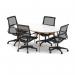 Oslo 1800mm Oval Boardroom Table White Top Natural Wood Edge White Frame with Set of Four Lula Mesh Chairs BUND1453