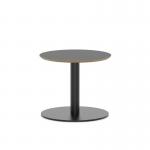 Brixworth 600mm Round Coffee Table Black Top Black Leg Disc Base Low CB000001