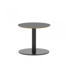 Brixworth 600mm Round Coffee Table Black Top Black Leg Disc Base Low CB000001