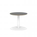 Brixworth 600mm Round Coffee Table Black Top White Leg Disc Base Low CB000002