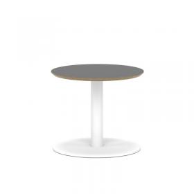 Brixworth 600mm Round Coffee Table Black Top White Leg Disc Base Low CB000002
