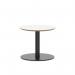 Brixworth 600mm Round Coffee Table White Top Black Leg Disc Base Low CB000003
